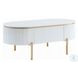 Daveigh White High Gloss and Gold Oval Occassional Table Set