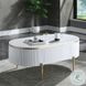 Daveigh White High Gloss and Gold Oval Occassional Table Set