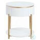 Daveigh White High Gloss and Gold Oval Occassional Table Set