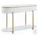 Daveigh White High Gloss and Gold Oval Sofa Table