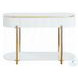 Daveigh White High Gloss and Gold Oval Sofa Table