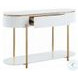 Daveigh White High Gloss and Gold Oval Sofa Table