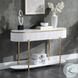 Daveigh White High Gloss and Gold Oval Sofa Table