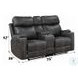 Hirah Dark Gray Polish Microfiber 75" Reclining Loveseat with Console and USB Charging