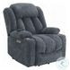 Omarion Blue Chenille Power Recliner with Lift, Heating and Massage