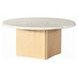 Qwin White and Oak Marble Top Occassional Table Set