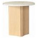 Qwin White and Oak Round Marble Top End Table