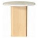 Qwin White and Oak Round Marble Top End Table
