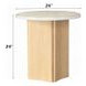 Qwin White and Oak Round Marble Top End Table