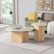Qwin White and Oak Round Marble Top End Table