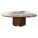Willene Beige and Dark Oak Free Form Ceramic Top Cocktail Table