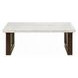 Edwyn White and Espresso Rectangular Marble Top Cocktail Table