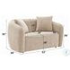 Keith Beige Chenille 57" Loveseat with 2 Pillows