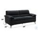 Eilene Black Top Grain Leather 83" Loveseat