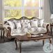 Pierce Beige Fabric and Cherry 93" Sofa with 5 Pillows