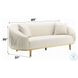 Martina Ivory Velvet 89" Sofa with 2 Pillows