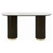 Clayten White and Espresso Marble Top Occassional Table Set