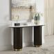 Clayten White and Espresso Oval Marble Top Sofa Table
