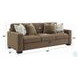 Darya Brown Suede Fabric 89" Sofa with 4 Pillows