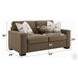Darya Brown Suede Fabric 69" Loveseat with 3 Pillows