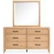 Somerset Butternut 6 Drawer Dresser with Rectangular Mirror