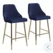 Marcel Blue Velvet Counter Height Stool Set Of 2