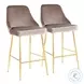 Marcel Silver Velvet Counter Height Stool Set Of 2