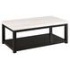 Evie White and Black Rectangular Marble Top Coffee Table with Casters