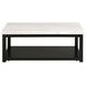 Evie White and Black Rectangular Marble Top Coffee Table with Casters