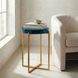 Marilee Deep Blue and Sleek Brushed Gold Round Glass Top Accent Table