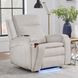 Mighty Buffy Cream Rocker Heat Massage Power Recliner with LED and USB Charging