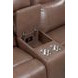 Atlantis Smooth Latte Leather Zero Gravity Power Reclining Console Loveseat