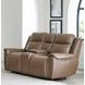Atlantis Smooth Latte Leather Zero Gravity Power Reclining Console Loveseat