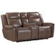 Atlantis Smooth Latte Leather Zero Gravity Power Reclining Console Loveseat