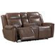 Atlantis Smooth Latte Leather Zero Gravity Power Reclining Console Loveseat