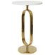 Maura Gold and White Round Marble Top Side Table