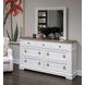 Crownfall Whisper White and Cerused Nutmeg 7 Drawer Dresser with Rectangular Mirror