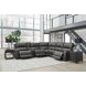 Belmont Autumn Fog Leather Gravity Modular Power Reclining Sectional with USB Charging
