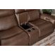 Calgary Autumn Umber Leather Power Reclining Console Loveseat