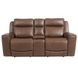 Calgary Autumn Umber Leather Power Reclining Console Loveseat