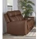 Calgary Autumn Umber Leather Power Reclining Console Loveseat