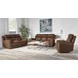 Calgary Autumn Umber Leather Power Reclining Console Loveseat