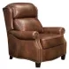 Meade Worthington Cognac Leather Push Thru The Arms Lounge Recliner with Nailhead Trim