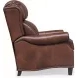 Meade Worthington Cognac Leather Push Thru The Arms Lounge Recliner with Nailhead Trim