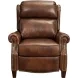 Meade Worthington Cognac Leather Push Thru The Arms Lounge Recliner with Nailhead Trim
