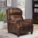 Meade Worthington Cognac Leather Push Thru The Arms Lounge Recliner with Nailhead Trim