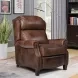 Meade Worthington Cognac Leather Push Thru The Arms Lounge Recliner with Nailhead Trim