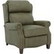 Meade Oasis Olive Leather Push Thru The Arms Lounge Recliner with Nailhead Trim