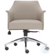 Tiemann Beige And Polished Stainless Steel Office Chair