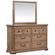 Adler Court Florentine Walnut 6 Drawer Dresser with Rectangular Mirror